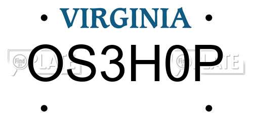 OS3H0P Virginia License Plate