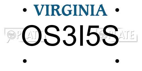 OS3I5S Virginia License Plate