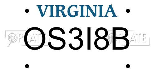 OS3I8B Virginia License Plate