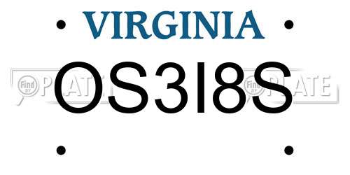 OS3I8S Virginia License Plate
