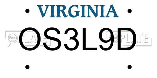OS3L9D Virginia License Plate