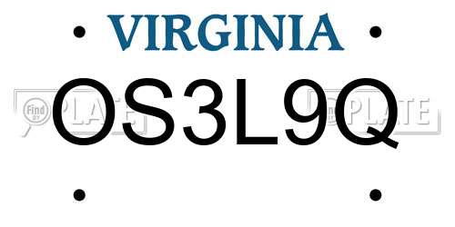 OS3L9Q Virginia License Plate