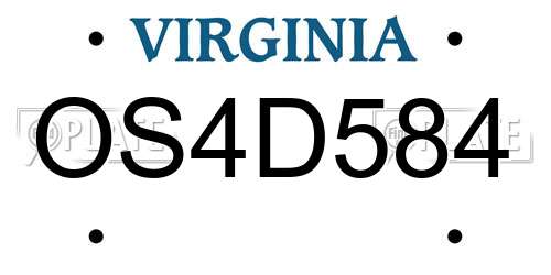 OS4D584 Virginia License Plate