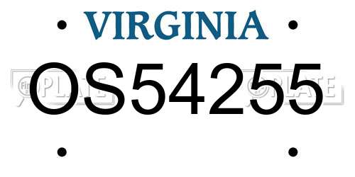 OS54255 Virginia License Plate