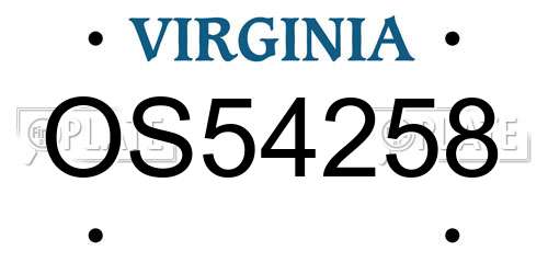 OS54258 Virginia License Plate