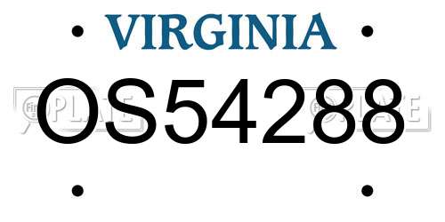 OS54288 Virginia License Plate