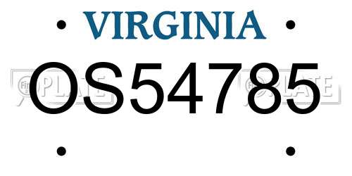 OS54785 Virginia License Plate