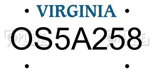 OS5A258 Virginia License Plate