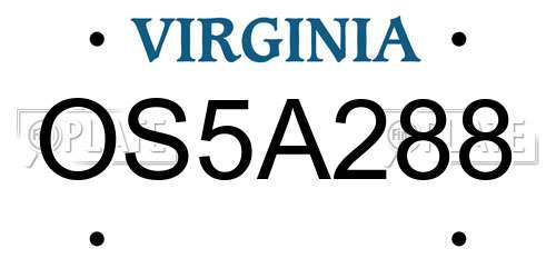 OS5A288 Virginia License Plate