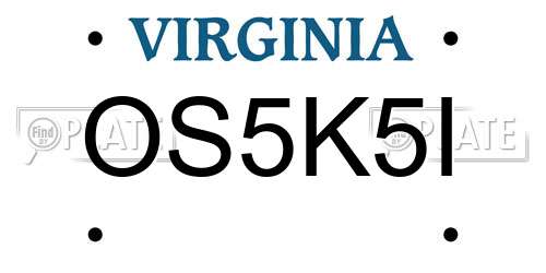 OS5K5I Virginia License Plate