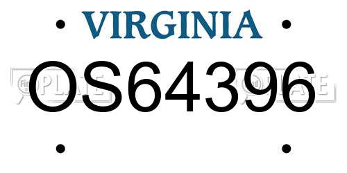 OS64396 Virginia License Plate