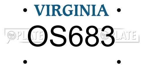 OS683 Virginia License Plate