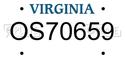 OS70659 Virginia License Plate
