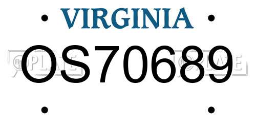 OS70689 Virginia License Plate
