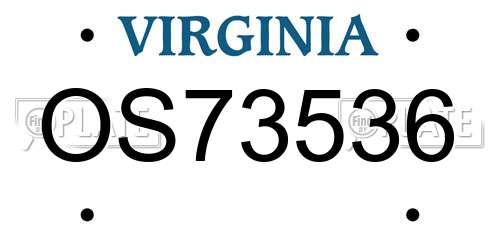 OS73536 Virginia License Plate