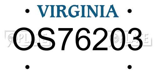OS76203 Virginia License Plate