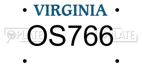 OS766 Virginia License Plate