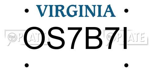 OS7B7I Virginia License Plate
