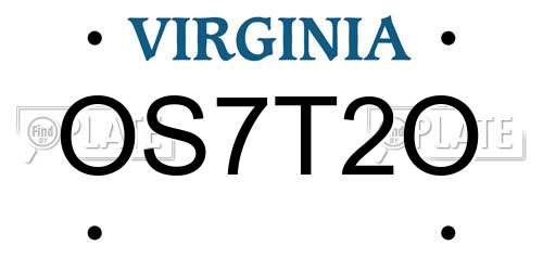 OS7T2O Virginia License Plate