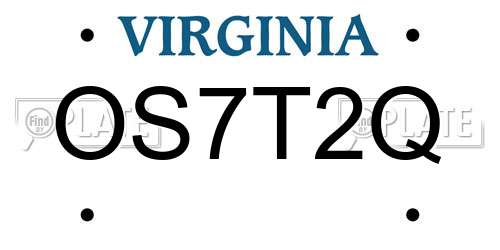 OS7T2Q Virginia License Plate