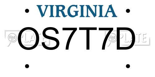 OS7T7D Virginia License Plate