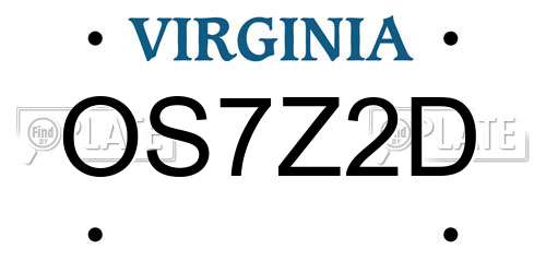 OS7Z2D Virginia License Plate
