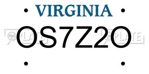 OS7Z2O Virginia License Plate