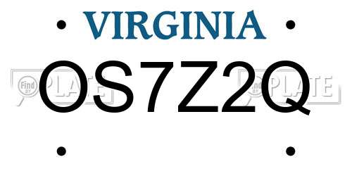 OS7Z2Q Virginia License Plate