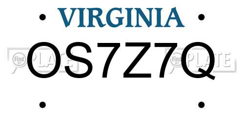 OS7Z7Q Virginia License Plate