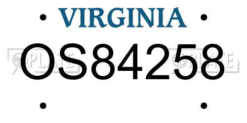 OS84258 Virginia License Plate