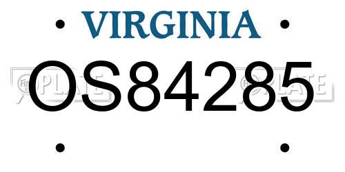 OS84285 Virginia License Plate