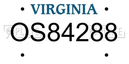 OS84288 Virginia License Plate