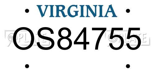OS84755 Virginia License Plate