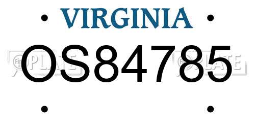 OS84785 Virginia License Plate