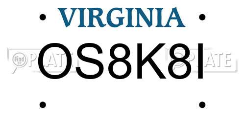 OS8K8I Virginia License Plate