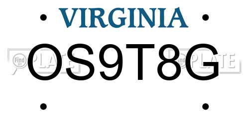 OS9T8G Virginia License Plate