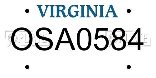 OSA0584 Virginia License Plate