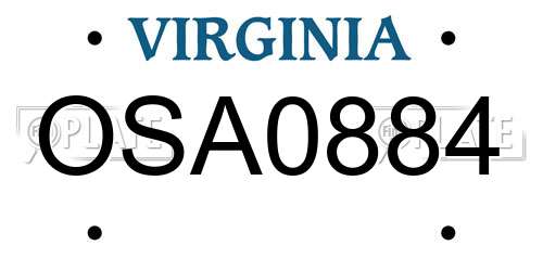 OSA0884 Virginia License Plate