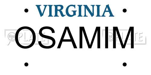 OSAMIM Virginia License Plate