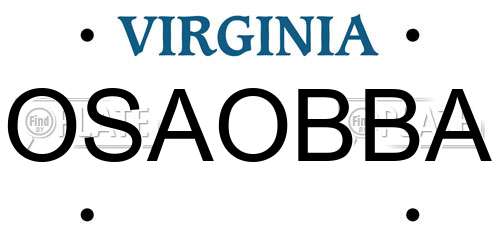 OSAOBBA Virginia License Plate