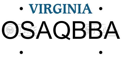 OSAQBBA Virginia License Plate
