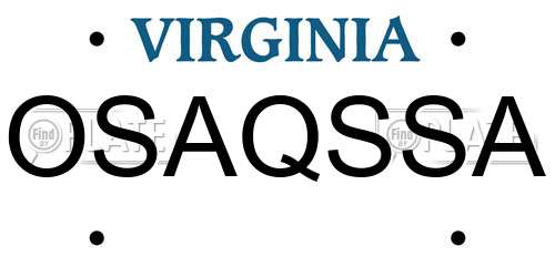 OSAQSSA Virginia License Plate