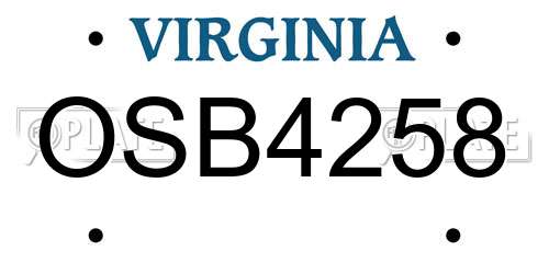 OSB4258 Virginia License Plate