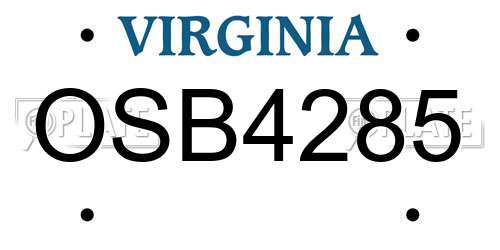 OSB4285 Virginia License Plate