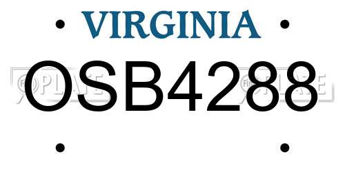 OSB4288 Virginia License Plate