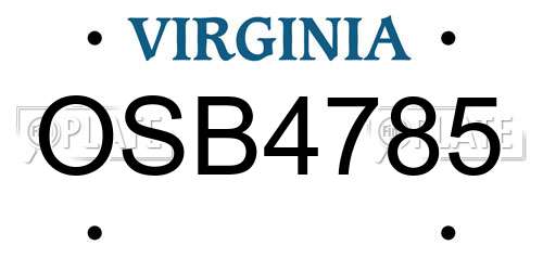 OSB4785 Virginia License Plate