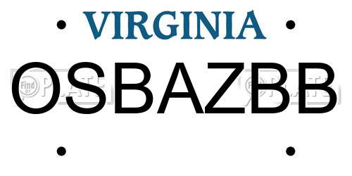 OSBAZBB Virginia License Plate