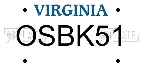 OSBK51 Virginia License Plate