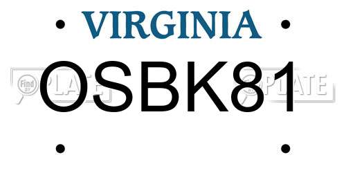 OSBK81 Virginia License Plate