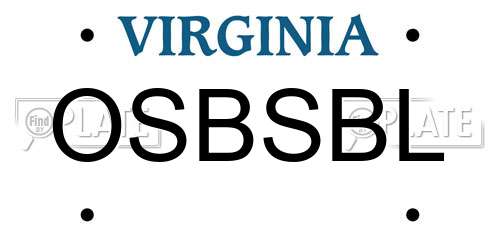 OSBSBL Virginia License Plate